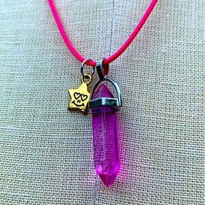 Handmade Hot Pink Resin Crystal Star Amulet Necklace